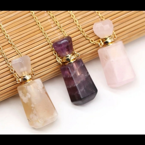 💎 Natural Gemstone 💎 Perfume Bottle Necklace - Picture 2 of 7